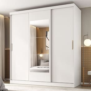 Guarda-roupa 3 Portas com Espelho Araçá Cabecasa Madeiramadeira Branco