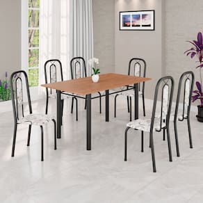 Conjunto para Sala de Jantar com 6 Cadeiras Lívia Arabesco / Preto