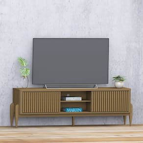 Rack Sereno para TV 55” com Ripado 2 portas de correr 180cm Cedro