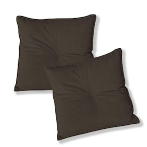 Kit 2 Almofadas Quadradas Tina Com Botão Central 50x50 Cm Veludo 7 Decor Marrom
