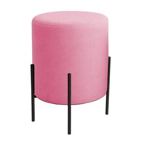 Puff Orgânico Veludo Thor Com Pés De Ferro Preto Rosa