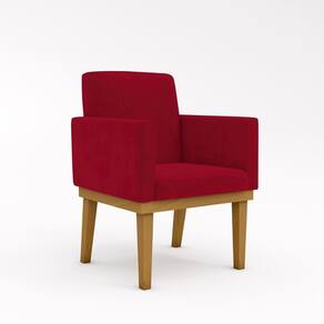 Poltrona Decorativa Com Base Reforçada Sala Quarto Jl Decor Vermelho