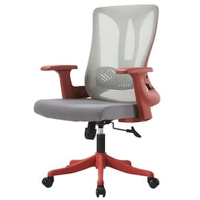 Cadeira Escritório Nr-17 Giratória Diretor Blm768d Blume Vermelha Tela Mesh Cinza Base Rodizio Nylon