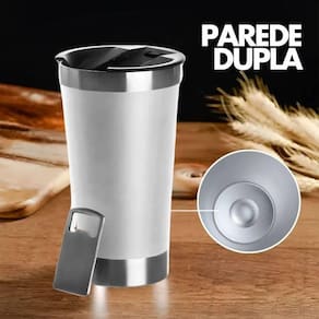 Copo Térmico Branco Aço Inox Parede Dupla 473ml