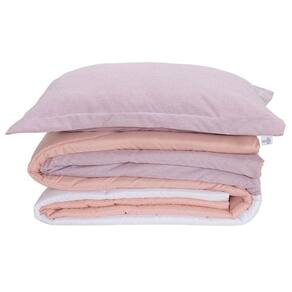 Kit Edredom Solteiro Dupla Face Colorful Linho E Hipercal 400 Fios 5 Peças - Rosa