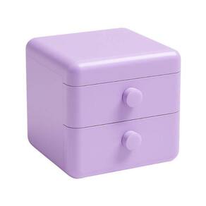 Mini Organizador Roxo 02 Gaveta Armazenamento Joias Objetos