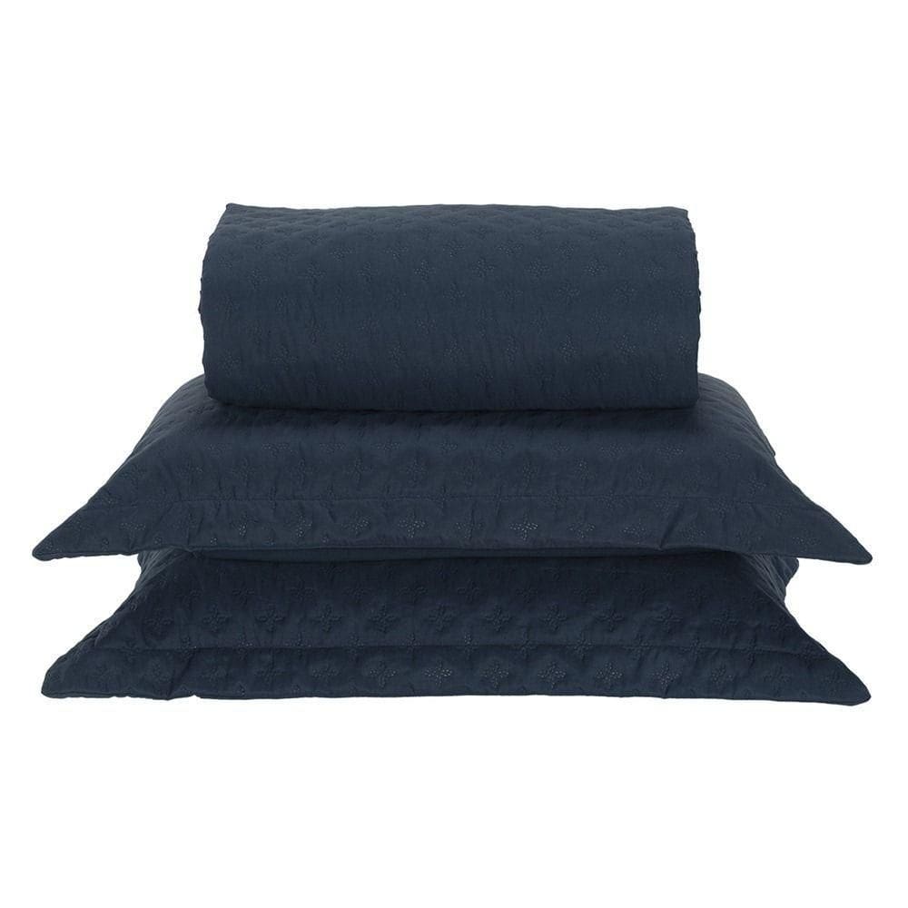 Cobre Leito Casal Padrão Milão Dupla Face Micropercal 200 Fios 3 Peças - Petroleo