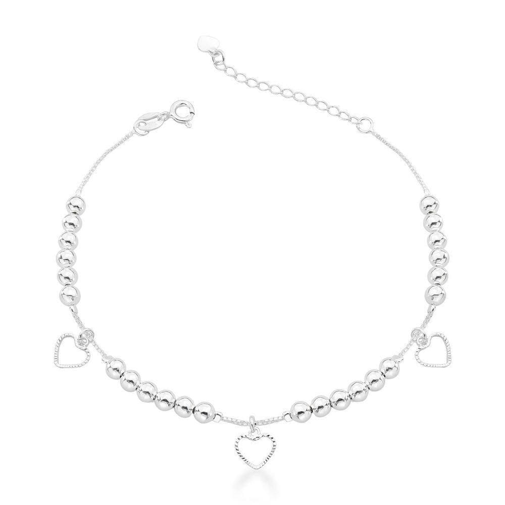 Pulseira Bolas Delicadas Com Coração Prata 925