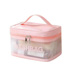 Necessaire Bolsa Portátil Transparente Impermeável Para Viagem Cosméticos Multifuncional rosa unissex