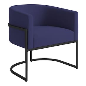 Poltrona Decorativa Luana Boucle Com Pés De Ferro Preto 7 Decor Azul Marinho