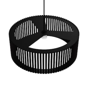 Luminária Pendente Vênus Modelo Ripado - Preta