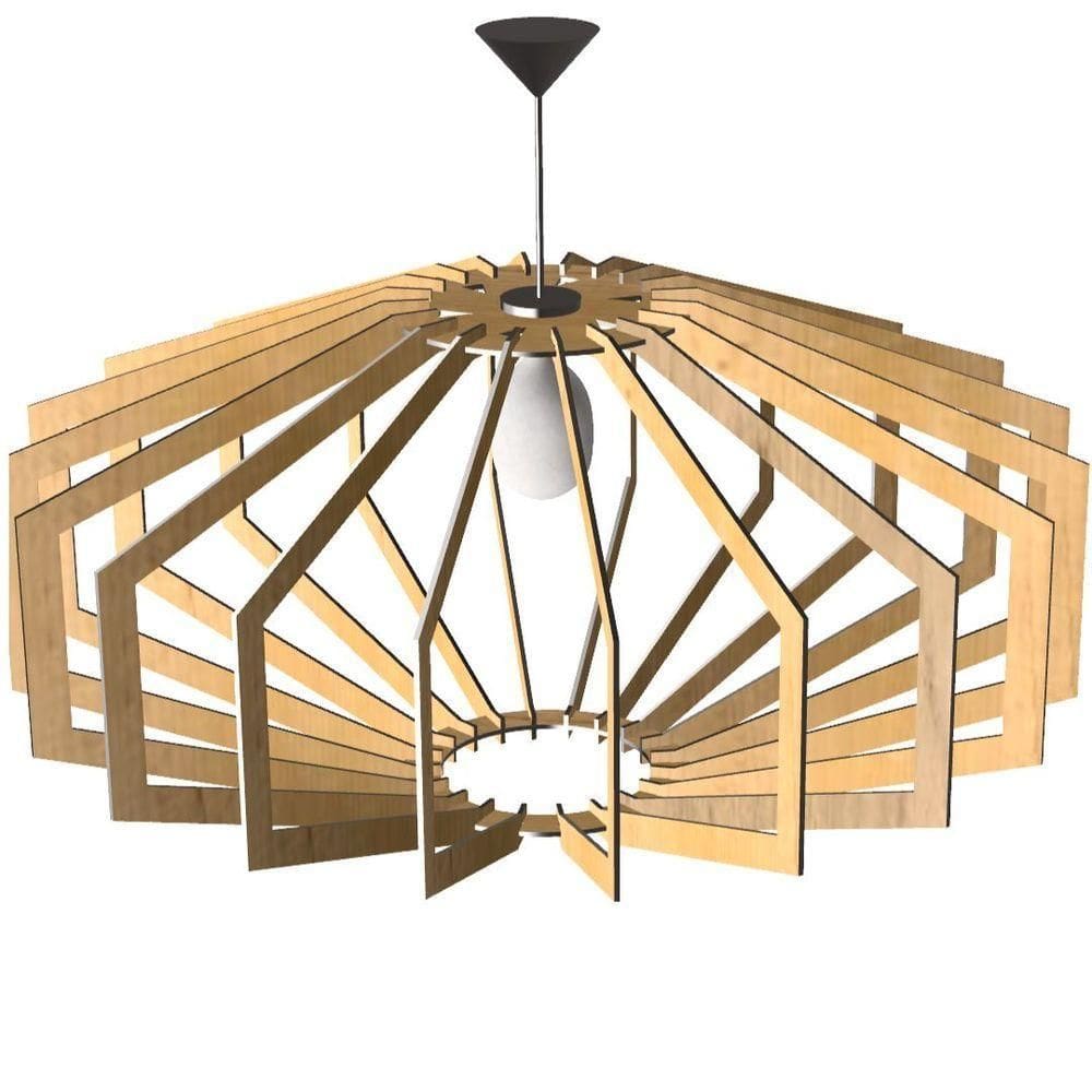 Luminária Teto Tipo Pendente Trapezio Mdf Completa - MDF Cru
