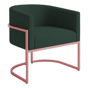 Poltrona Decorativa Luana Boucle Com Pés De Ferro Rosê 7 Decor Verde Escuro