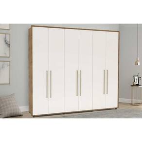 Guarda Roupa 6 Portas e 6 Gavetas Coimbra Freijo/Off White - Politorno