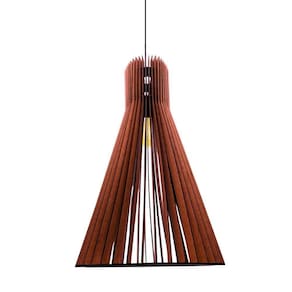 Luminária Teto Tipo Pendente Funil Mdf - Completa Marrom
