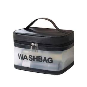 Necessaire Bolsa Portátil Transparente Impermeável Para Viagem Cosméticos Multifuncional preto unissex