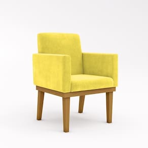 Poltrona Decorativa Com Base Reforçada Sala Quarto Jl Decor Amarelo