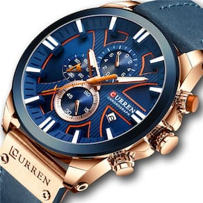 Relógio Curren Technos 8346 para homens com mostrador azul, caixa de 49 mm