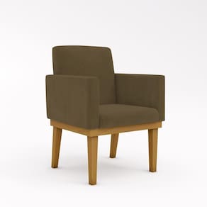 Poltrona Decorativa Com Base Reforçada Sala Quarto Jl Decor Marrom