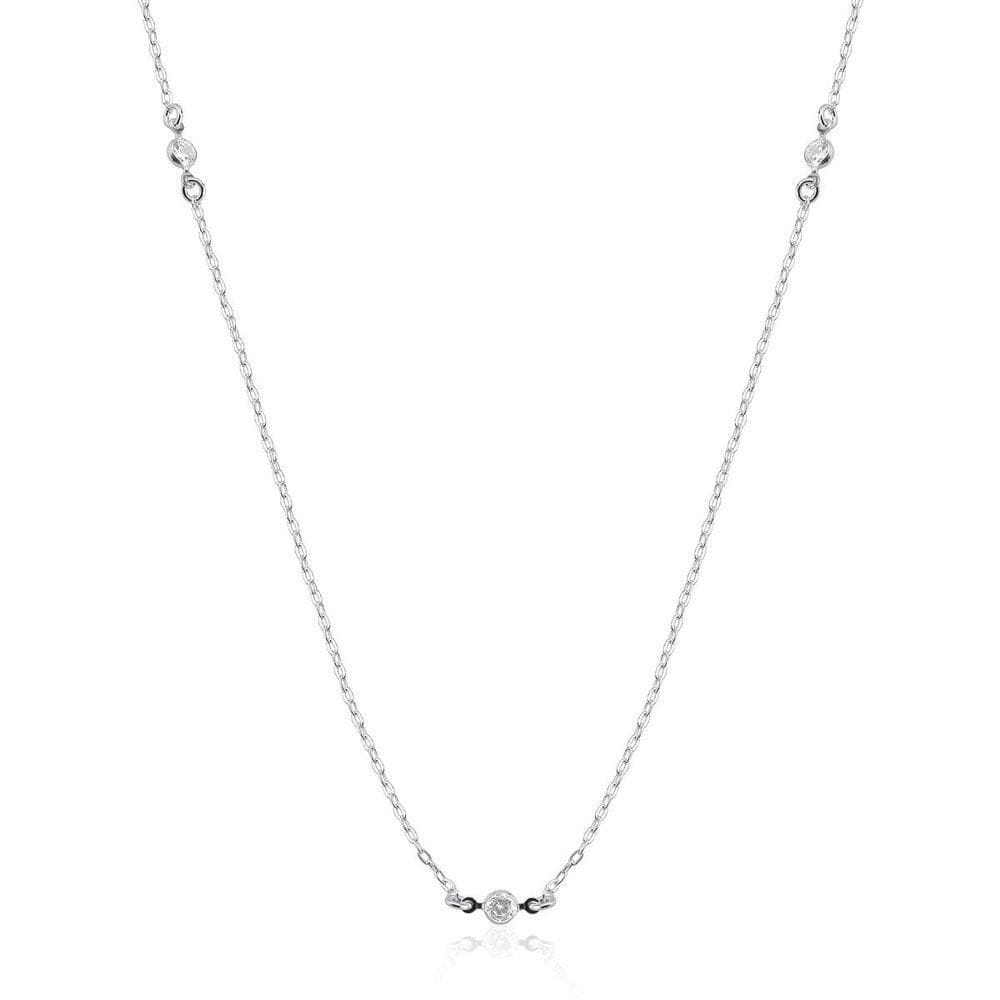 Colar Longo Ponto De Luz Prata 925