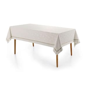 Toalha De Mesa Retangular 6 Lugares Antoni Branco/bege