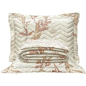 Cobre Leito Queen Confort Print Micropercal 300 Fios Toque De Algodão 3 Peças - Flores Damasco