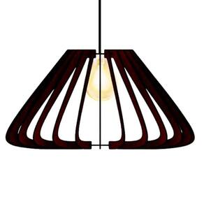 Luminária Teto Tipo Pendente Macau Mdf Completa - Preta