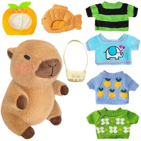 Conjunto de brinquedos de pelúcia Kireidane Capybara com 7 roupas e acessórios
