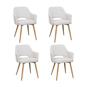 Kit 4 Cadeiras De Jantar Dakota Estrutura Aço Carbono Laminado Natural Com Estofado Linho Cru