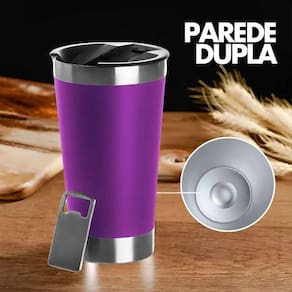 Copo Térmico Roxo Aço Inox Parede Dupla 473ml