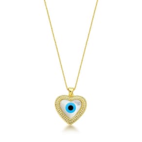 Colar Olho Grego Madreperola Banhado A Ouro 18k