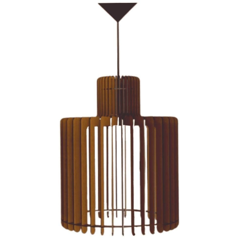 Luminária Teto Tipo Pendente Drink Mdf Completa - MDF Marrom