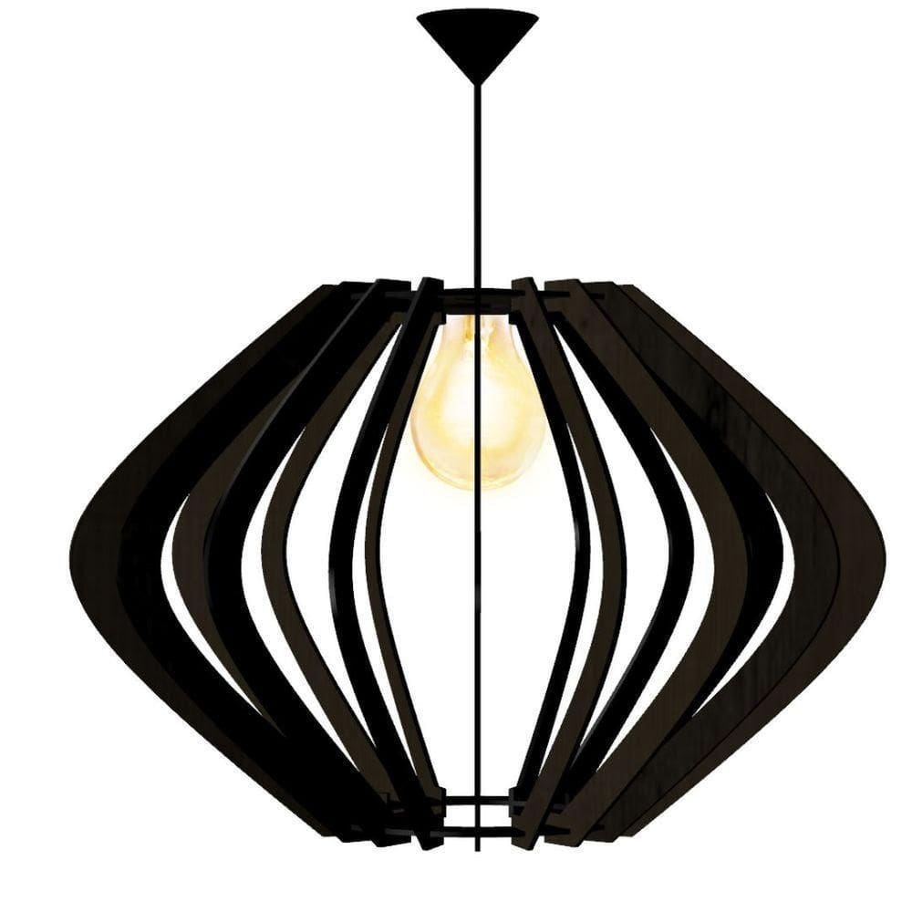 Luminária Teto Tipo Pendente Parentesis Mdf Completa - Preta