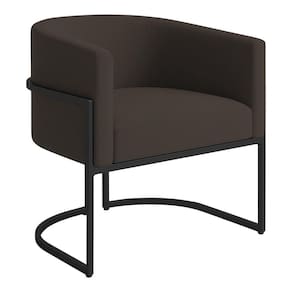 Poltrona Decorativa Luana Boucle Com Pés De Ferro Preto 7 Decor Marrom