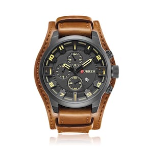 Relógio Masculino Curren 8225 Technos Preto E Marrom