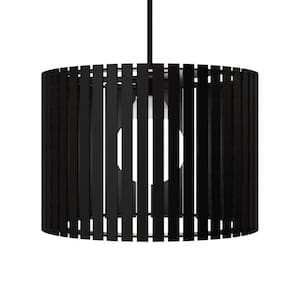 Luminária Pendente Sirius Modelo Ripado - Preta