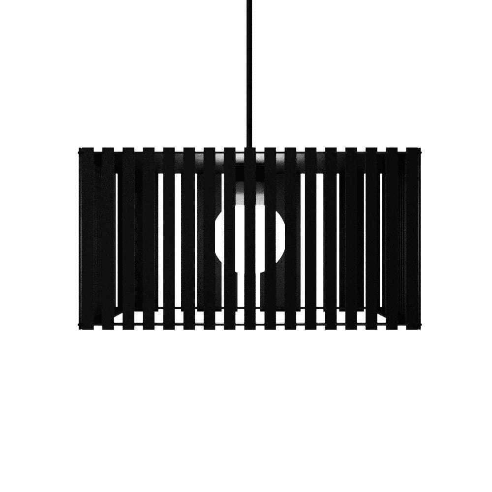 Luminária Pendente Barcelona Modelo Ripado - Preta