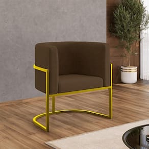 Kit 06 Poltronas Lua Sala Decorativa Base De Ferro Gold Marrom