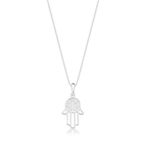 Colar Mão De Fatima Cravejada Prata 925