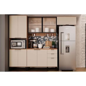 Cozinha Modulada Carraro Alpha Alpha 4 Peças (2Aéreos+1Balcão+1TorreQuente) C4P195 Freijo/Off White-Carraro