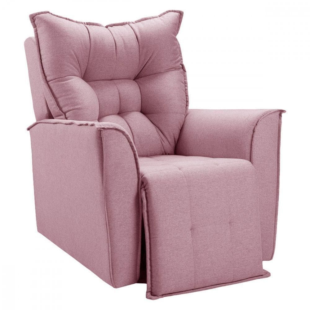 Poltrona Reclinavel Do Papai Para Sala King Linho Rosê Rose