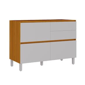 Balcão 1 Porta 4 Gavetas 120cm Com Dobradiças Slow Motion Sem Tampo Lumina - Itatiaia Cinamomo-fendi