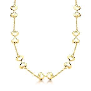 Colar Choker Romântico Com Duplo Coração Banhada A Ouro 18k