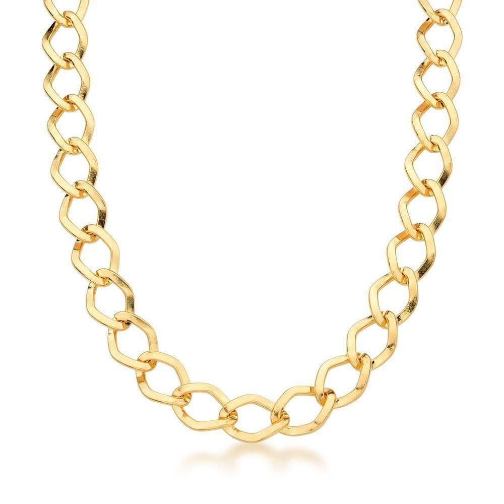 Colar Elos Chatos 9,4mm Banhada A Ouro 18k