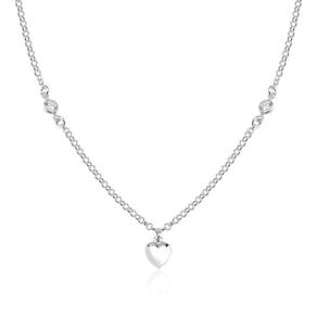 Colar Choker Coração Liso- Zirconias Prata 925