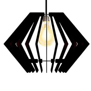 Luminária Teto Tipo Pendente Diamante Mdf Completa - Preta