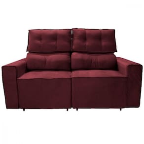 Sofá Para Sala Reclinavel Estofado Price 180cm Veludo Vinho Vinho