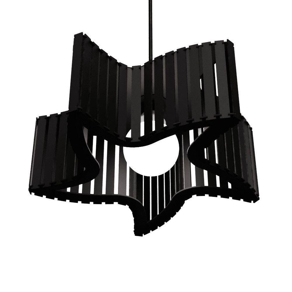 Luminária Pendente Estrela Do Mar Modelo Ripado - Preta