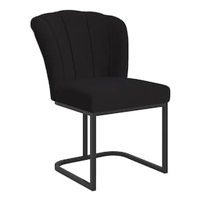 Cadeira Poltrona Flor Pés Metal Preto Reforçado Sala De Jantar Preto