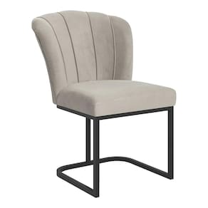 Cadeira Poltrona Flor Pés Metal Preto Reforçado Sala De Jantar Bege
